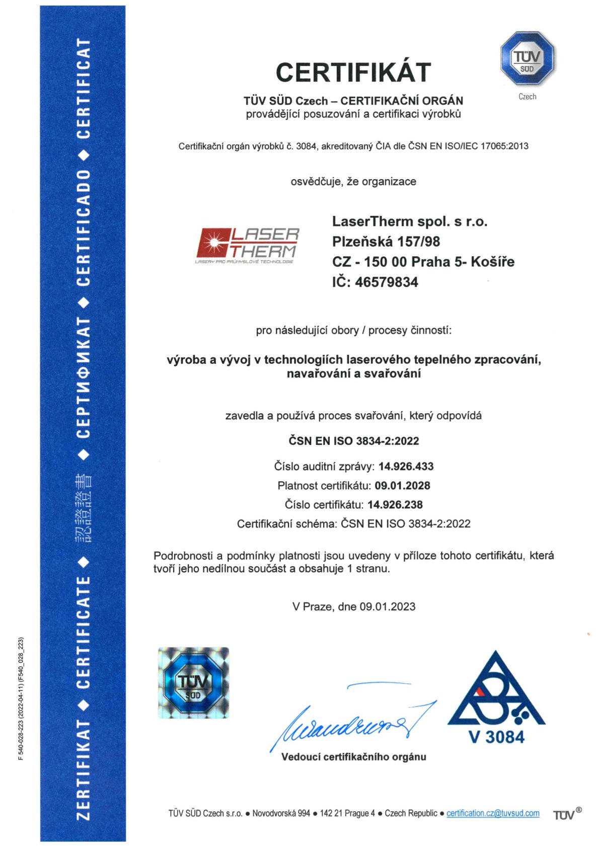ČSN ISO 3834-2:2022 ČSN ISO 3834-2:2022