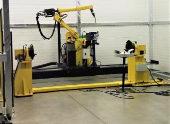 Automatizované svařování tlakových nádob. Svařování MIG/MAG. Svařovací robot a polohovadlo FANUC. Automatizované svařování tlakových nádob. Svařování MIG/MAG. Svařovací robot a polohovadlo FANUC.